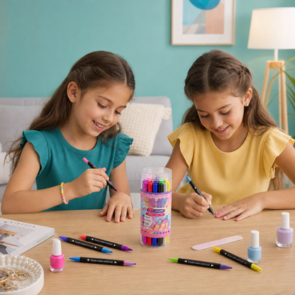 Set med 12 Nagelpennor med Dubbla Spetsar – Fina Detaljer och Kreativa Designer