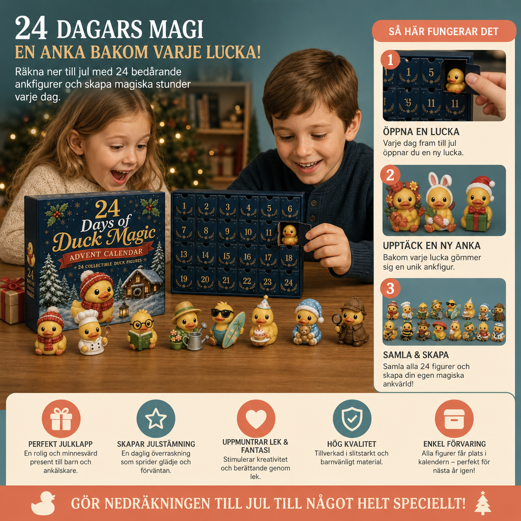 24-dagars adventskalender med magiska ankor och samlarfigurer i miniformat