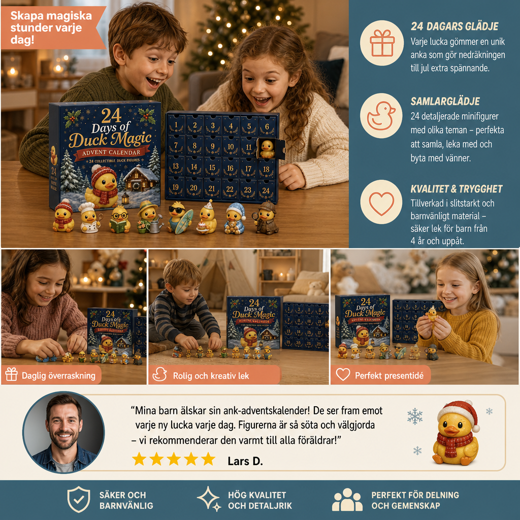24-dagars adventskalender med magiska ankor och samlarfigurer i miniformat