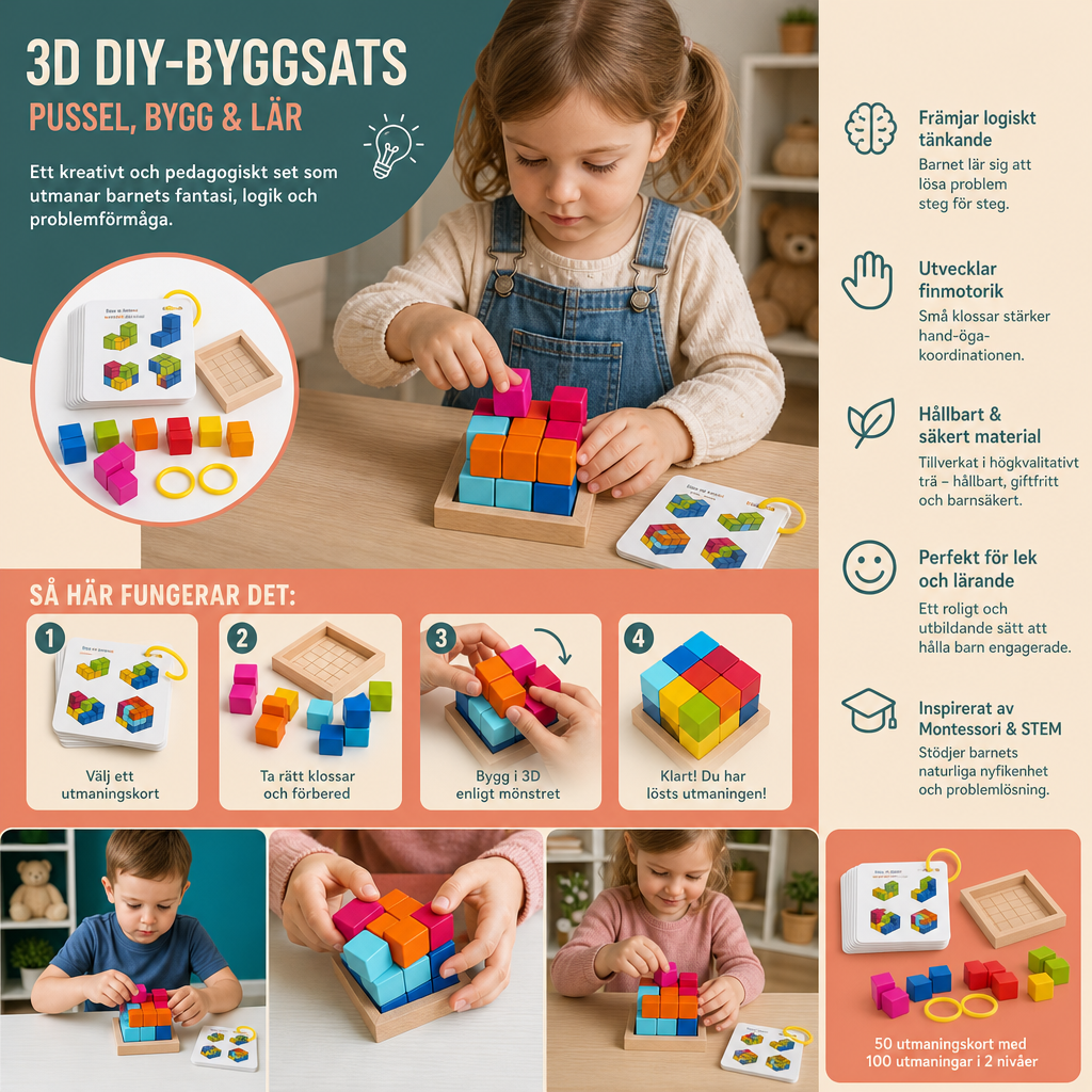 3D DIY-byggsats för lekrum – pedagogiskt pussel- och pysselset