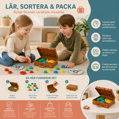 Montessoriresväska För Sortering Av Färger Och Former – Familjespel För Att Lära Sig Packa Och Organisera
