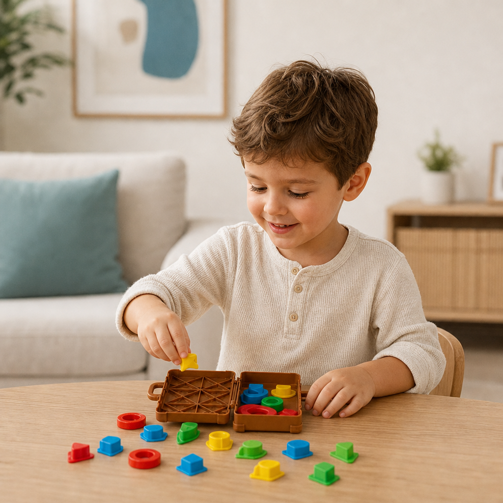 Montessoriresväska För Sortering Av Färger Och Former – Familjespel För Att Lära Sig Packa Och Organisera