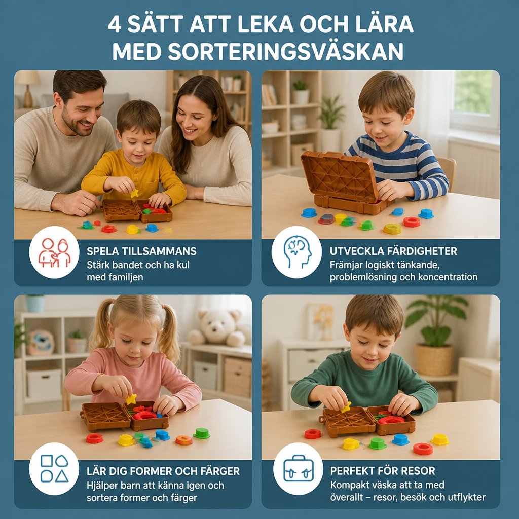 Montessoriresväska För Sortering Av Färger Och Former – Familjespel För Att Lära Sig Packa Och Organisera