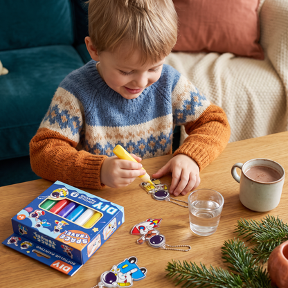 DIY-julpysselset för barn för att måla juldekorationer utan lim eller bakning