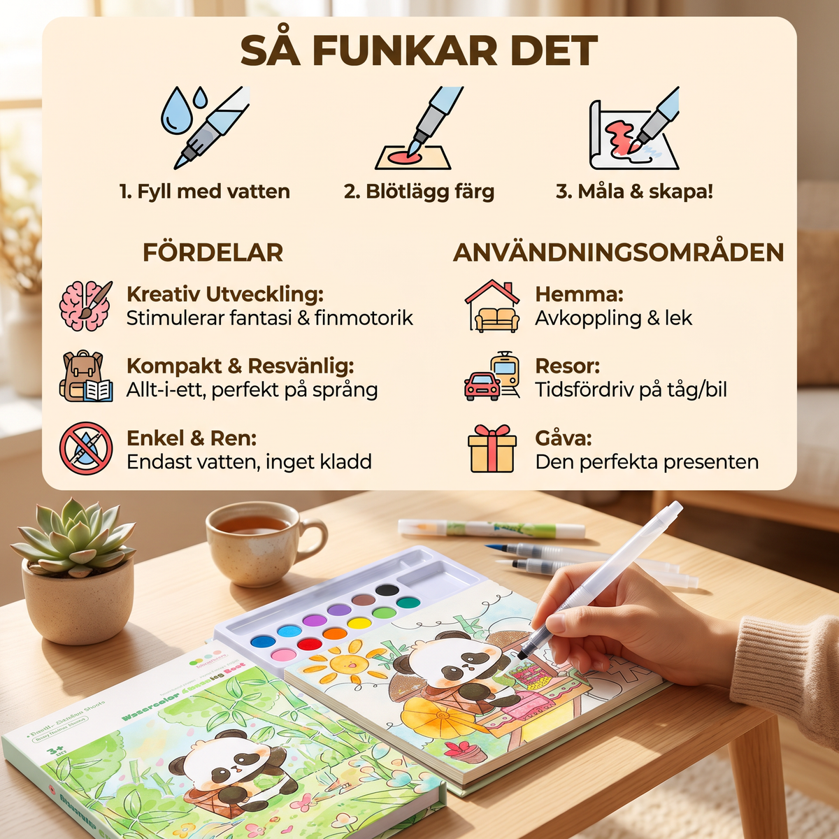 Allt-i-ett Akvarellmålarbok