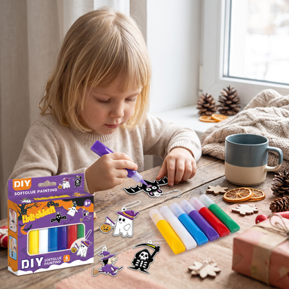 DIY-julpysselset för barn för att måla juldekorationer utan lim eller bakning