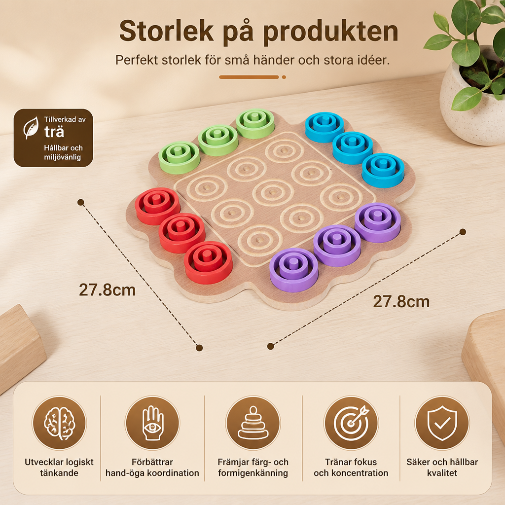 Tidig Pedagogisk Strategisk Träspelvariant Av Tre I Rad Med 3 Nivåer