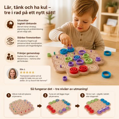Tidig Pedagogisk Strategisk Träspelvariant Av Tre I Rad Med 3 Nivåer