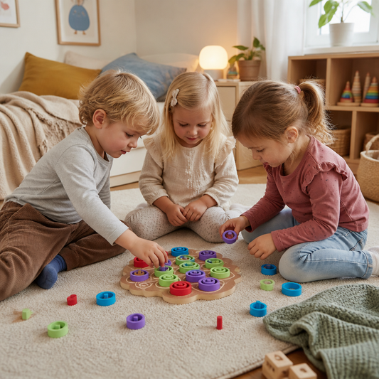 Tidig Pedagogisk Strategisk Träspelvariant Av Tre I Rad Med 3 Nivåer
