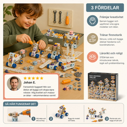 DIY-verktygssats för barn med elektrisk borrmaskin – STEM-byggset