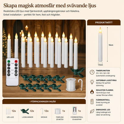 Magiskt Styrda Flytande LED-Ljus med Upphängningskrokar