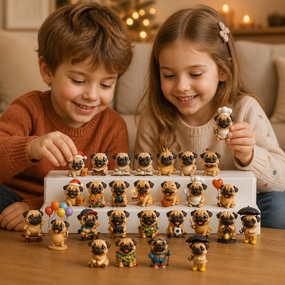 24-dagars adventskalender med mopsfigurer och överraskningar