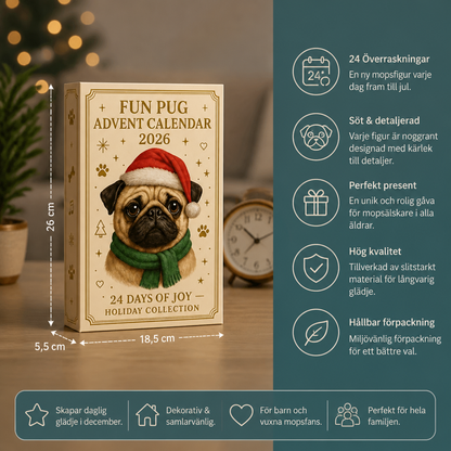 24-dagars adventskalender med mopsfigurer och överraskningar
