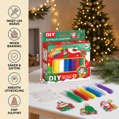 DIY-julpysselset för barn för att måla juldekorationer utan lim eller bakning