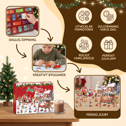 Adventskalender med Byggklossar – Julby för Barn