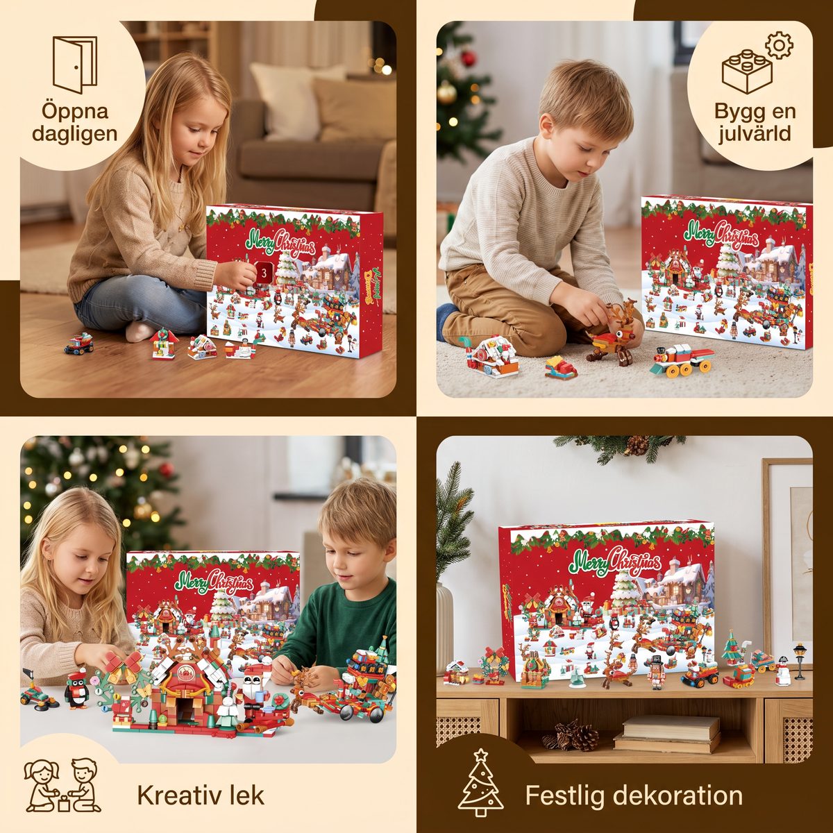 Adventskalender med Byggklossar – Julby för Barn
