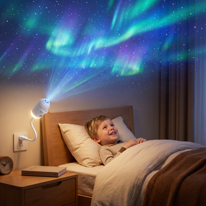 NightSky dimbar USB-galaxiprojektor med stjärn- och norrskenseffekter