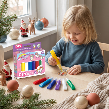 DIY-julpysselset för barn för att måla juldekorationer utan lim eller bakning